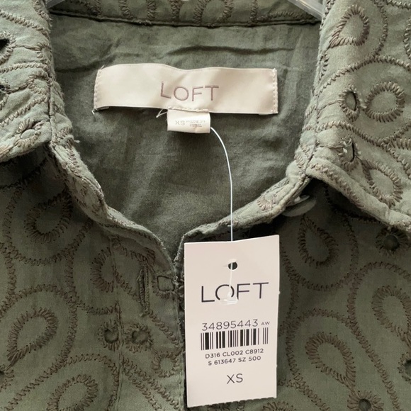 NWT LOFT Button Front Eyelet Sleeveless Shirtwaist Dress, Size XS - Picture 6 of 7